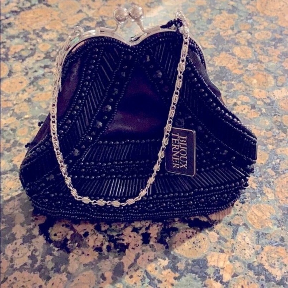 Vintage Bijoux Terner  black sequined mini bagevening bag